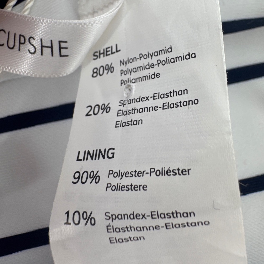 Cupshe Women Bikini Bottom M White Navy Striped High Waisted Side Tie NWT - Picture 6 of 6